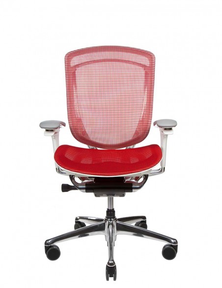 Кресло OKAMURA CONTESSA II SECONDA, с сетчатым сиденьем, белый корпус, красный цвет