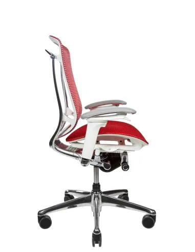 Кресло OKAMURA CONTESSA II SECONDA, с сетчатым сиденьем, белый корпус, красный цвет