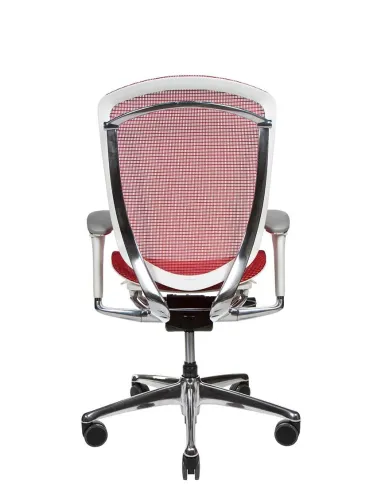 Кресло OKAMURA CONTESSA II SECONDA, с сетчатым сиденьем, белый корпус, красный цвет