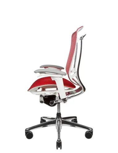 Кресло OKAMURA CONTESSA II SECONDA, с сетчатым сиденьем, белый корпус, красный цвет