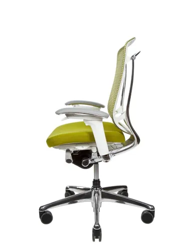Кресло OKAMURA CONTESSA II SECONDA, с тканевым сиденьем, белый корпус, зеленый цвет