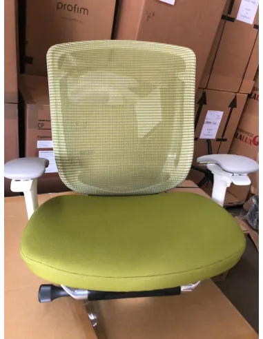 Кресло OKAMURA CONTESSA II SECONDA, с тканевым сиденьем, белый корпус, зеленый цвет