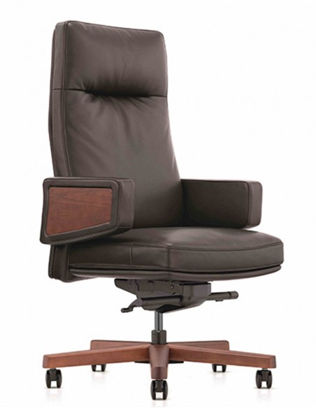 Кресло руководителя FURICCO A2119, кожаное, на деревяной базе