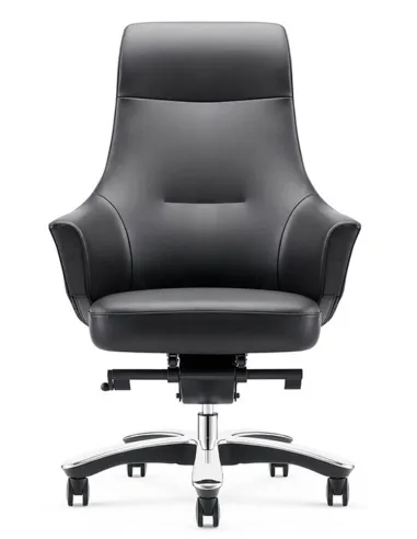 Кресло руководителя A1904, черная кожа, алюминий основание - купить в Киеве, Днепре, Харькове, Одессе, Виннице, Львове
