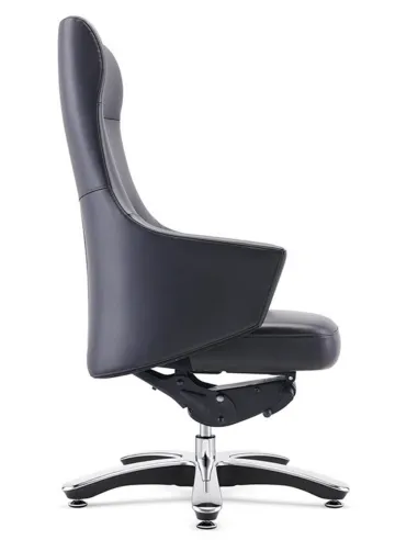Крісло керівника A1904, чорна шкіра, алюмінієва основа - купити класичне крісло директора Київ, Одеса, Львів, Дніпро, Харків