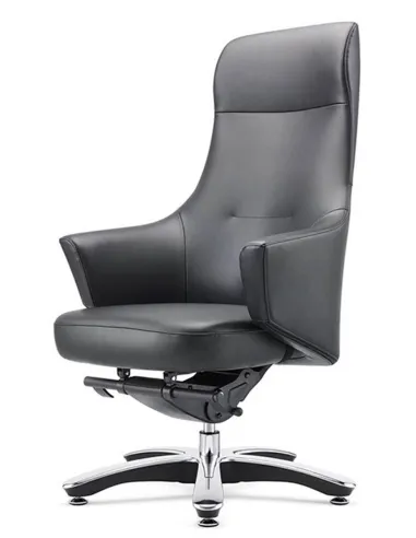 Кресло руководителя A1904, черная кожа, алюминий основание - купить в Киеве, Днепре, Харькове, Одессе, Виннице, Львове