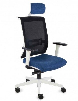 Кресло GROSPOL LEVEL WS HD WHITE для оператора, цвет синй