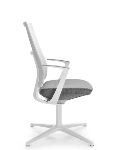 Конференц кресло PROFIM VIOLLE (150F PU) WHITE, для переговоров, белый корпус, спинка сетка