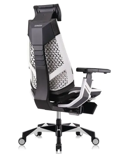 Кресло компьютерное GENIDIA GAMING (M-GN-BB-HAL-ML-WT), с подставкой для ног - цена Киев, Харьков, Днепр, Одесса, Львов