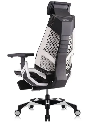 Кресло компьютерное GENIDIA GAMING (M-GN-BB-HAL-ML-WT), с подставкой для ног - цена Киев, Харьков, Днепр, Одесса, Львов