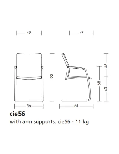 Кресло KLOBER CIELLO CIE56, кожаное, для посетителей, размеры