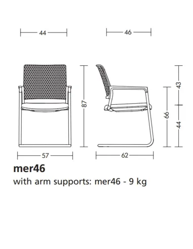 Кресло KLOBER MERA MER46, для посетителей, на полозьях - цена Киев, Днепр, Одесса, Львов, Харьков, Ивано-Франковск, Черновцы