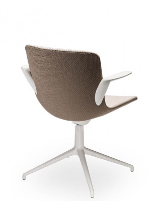 Кресло SITLAND MILOS, тканевое, конференц, фиксированная база, белый цвет, купить кресло для переговоров