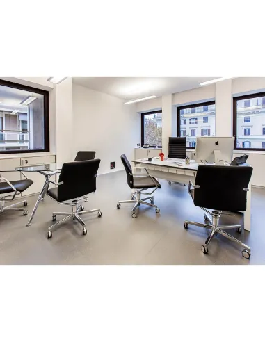 Кресло SITIA TEMPO, белая кожа, на крестовине с колесами - цена Киев, Днепр, Одесса, Харьков, Львов