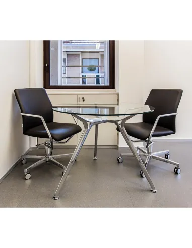 Кресло SITIA TEMPO, белая кожа, на крестовине с колесами - цена Киев, Днепр, Одесса, Харьков, Львов