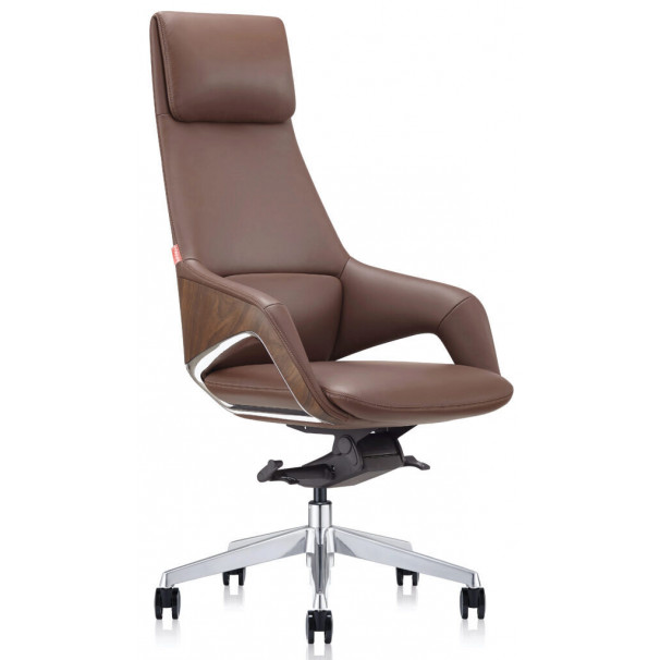 Кресло руководителя FK005, кожаное, классическое, коричневое