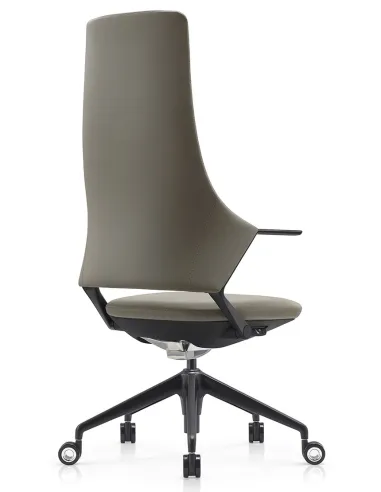 Кресло BALLET FK011-A для руководителя, кожаное, серый цвет, черный алюминий - цена Киев, Днепр, Одесса, Львов, Харьков