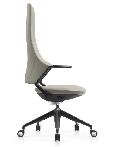 Кресло BALLET FK011-A для руководителя, кожаное, серый цвет, черный алюминий - цена Киев, Днепр, Одесса, Львов, Харьков