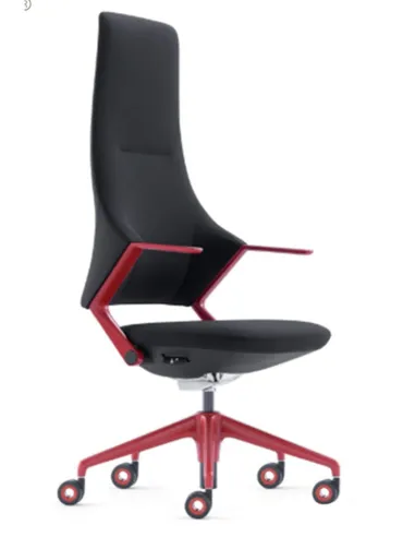 Кресло BALLET FK011-A для руководителя, кожаное, серый цвет, черный алюминий - цена Киев, Днепр, Одесса, Львов, Харьков