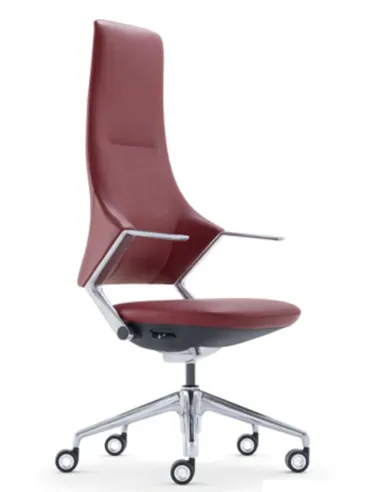 Кресло BALLET FK011-A для руководителя, кожаное, серый цвет, черный алюминий - цена Киев, Днепр, Одесса, Львов, Харьков