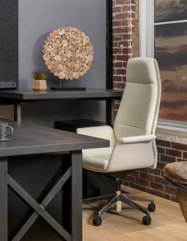 Кресло руководителя A1612, кожаное, бежевое -цена Киев, Днепр, Одесса, Львов, Харьков