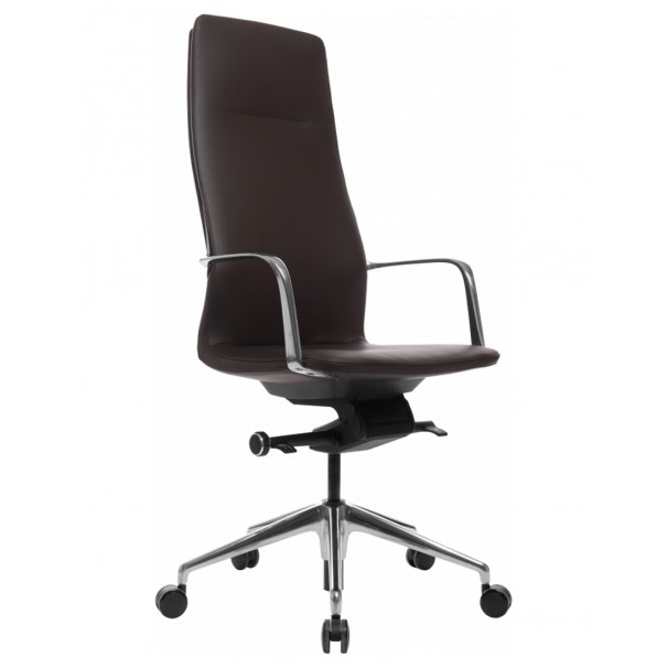 Кресло руководителя FK004-A13, кожаное, в стиле минимализм, коричневое