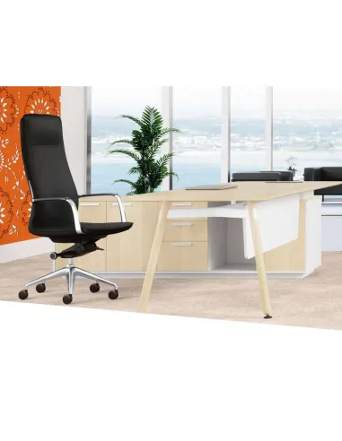 Кресло руководителя FK004-A13, кожаное, в стиле минимализм, коричневое