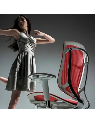 Кресло OKAMURA CONTESSA II SECONDA, красная сетка, белый корпус - купить в Киеве, Днепре, Одессе, Харькове