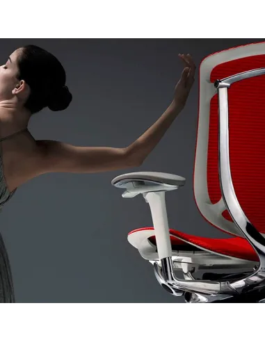 Кресло OKAMURA CONTESSA II SECONDA, красная сетка, белый корпус - купить в Киеве, Днепре, Одессе, Харькове