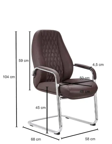 Кресло F385 BRL для посетителя, коричневое, кожаное - купить Киев, Днепр, Одесса, Львов, Харьков