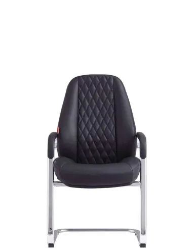 Кресло F385 BL для посетителя, черное, кожаное - купить Киев, Днепр, Одесса, Львов, Харьков