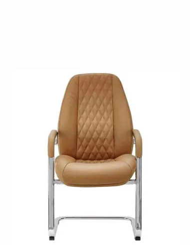Кресло F385 для посетителя, светло-коричневое, кожаное  - купить Киев, Днепр, Одесса, Львов, Харьков