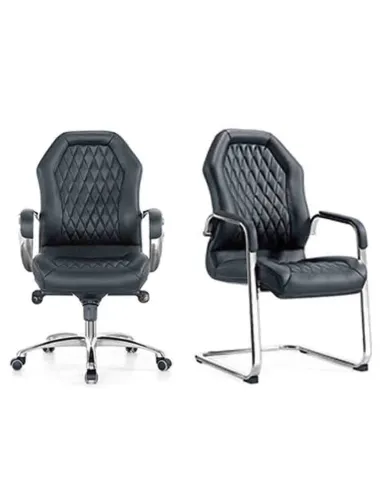 Кресло F303 BL для посетителя, черное, кожаное - купить Киев, Днепр, Одесса, Львов, Харков