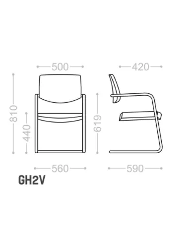 Кресло VAGHI MAEVA GUEST CHAIR GH2V, на полозьях - купить Киев, Днепр, Одесса, Львов, Харьков