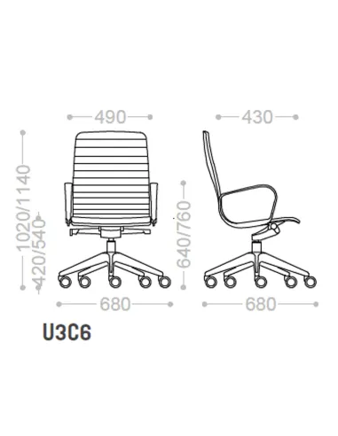 Кресло VAGHI UNION U3D6L со средней спинкой, кожаное - купить Киев, Днепр, Одесса, Львов, Харьков