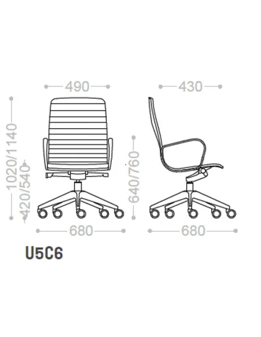 Кресло VAGHI UNION U5C6B со средней спинкой - купить Киев, Днепр, Одесса, Львов, Харьков