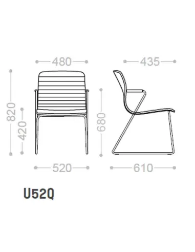 Кресло VAGHI UNION GUEST U52QN, для посетителей, на полозьях - купить Киев, Днепр, Одесса, Львов, Харьков