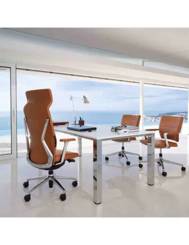 Конференц-кресло SEDUS CROSSLINE PRIME CN-205, кожаное, на крестовине с колесами - купить Киев, Днепр, Одесса, Львов, Харьков