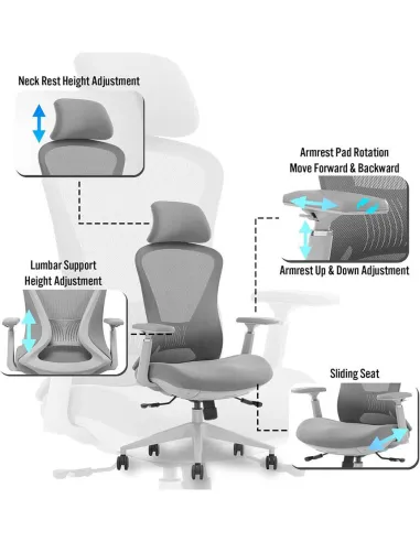 Кресло KRESLALUX K2-GH GREY, эргономичное - купить Киев, Днепр, Одесса, Львов, Харьков