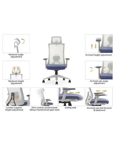 Кресло KRESLALUX SK9-GH WHITE, эргономичное - купить Киев, Днепр, Одесса, Львов, Харьков