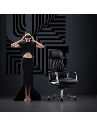 Кресло CRONUS A2411-P для руководителя, кожаное, черный цвет - купить Киев, Днепр, Одесса, Львов, Харьков