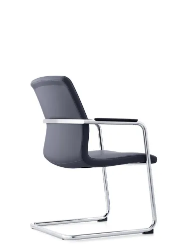 Кресло C2412 BL для посетителя, черное, кожаное - купить Киев, Днепр, Одесса, Львов, Харьков