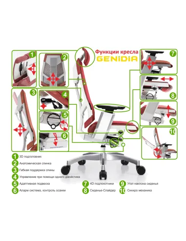 Кресло руководителя GENIDIA GN2 MESH WHITE FRAME - купить Киев, Днепр, Одесса, Львов, Харьков