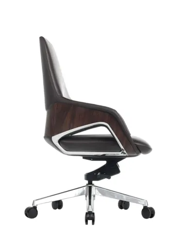 Кресло FK005-B, кожаное, со средней спинкой, темно-коричневое - купить Киев, Днепр, Одесса, Львов, Харьков