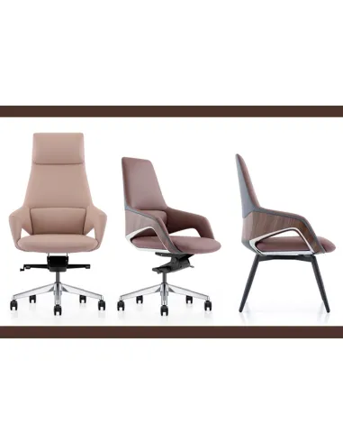 Кресло FK005-B, кожаное, со средней спинкой, темно-коричневое - купить Киев, Днепр, Одесса, Львов, Харьков