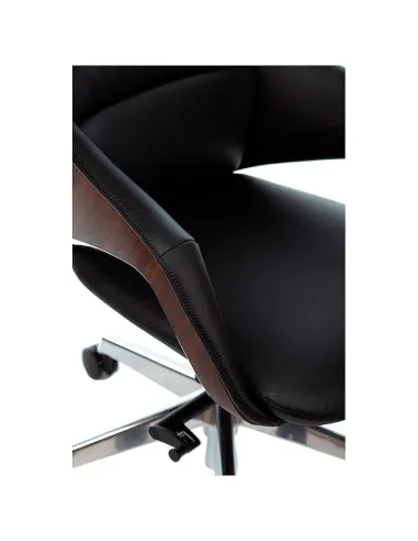 Кресло FK005-B, кожаное, со средней спинкой, черное - купить Киев, Днепр, Одесса, Львов, Харьков