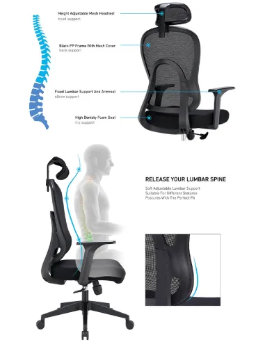 Кресло KRESLALUX GO-SIT 645-1A BLACK, эргономичное -купить Киев, Днепр, Одесса, Львов, Харьков