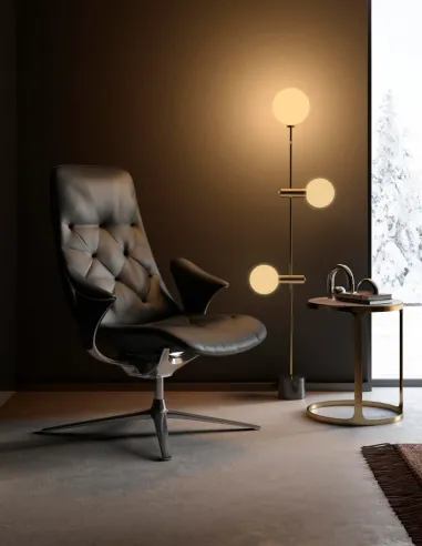 Лаунж-кресло KRESLALUX PRIME-ON-M GREY, кожаное - купить Киев, Днепр, Одесса, Львов, Харьков