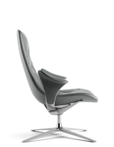 Лаунж-кресло KRESLALUX PRIME-ON-M GREY, кожаное - купить Киев, Днепр, Одесса, Львов, Харьков