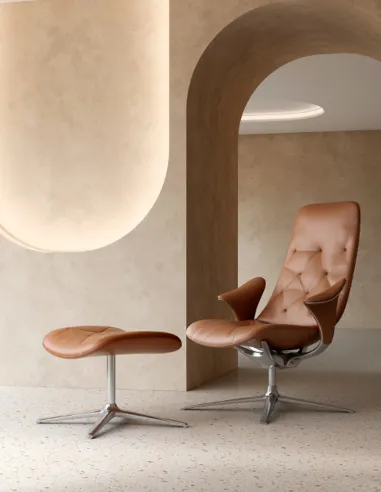 Лаунж-кресло KRESLALUX PRIME-ON-M ORANGE, кожаное - купить Киев, Днепр, Одесса, Львов, Харьков